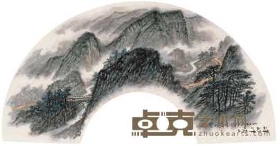 杨石朗 1978年作 硃砂冲硝口 扇面 14×42cm